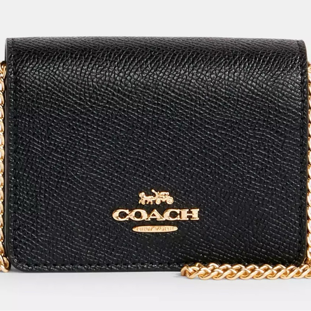 Coach Black and Gold Crossbody Bag with Chain